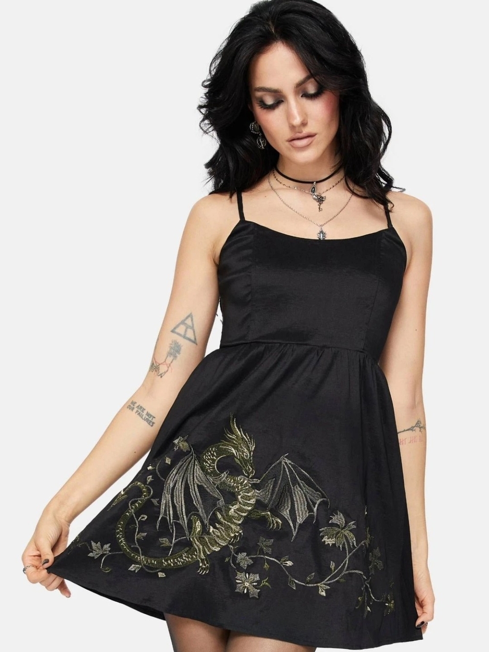 Disturbia Muse Dragon Embroidery Strapless Mini Dress